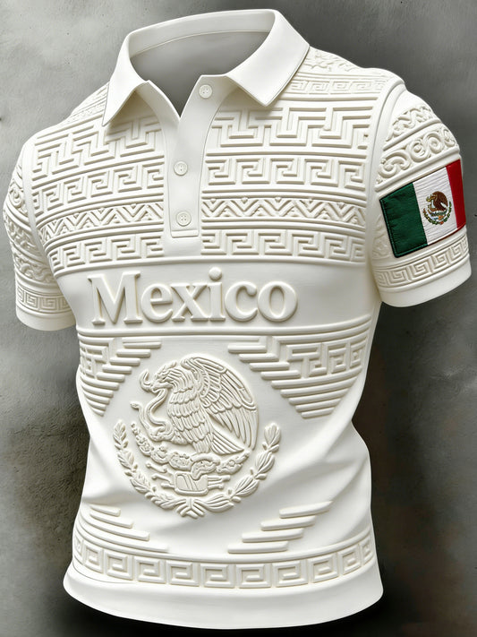 El fútbol mexicano de los hombres que anima realzó el polo texturizado de la impresión del arte