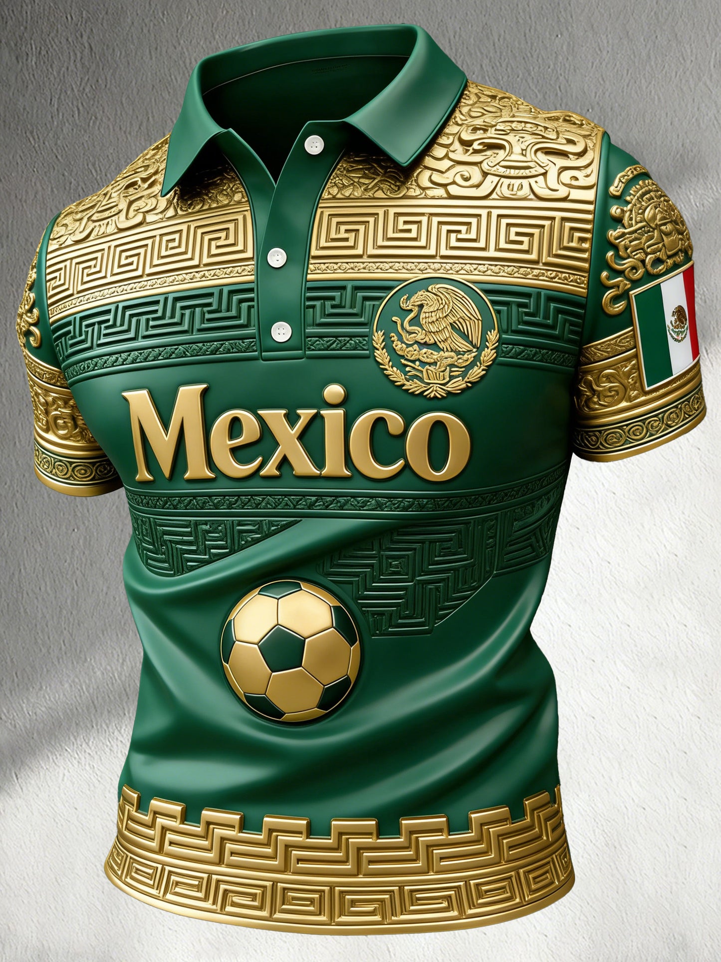 El fútbol mexicano de los hombres que anima realzó el polo texturizado de la impresión del arte