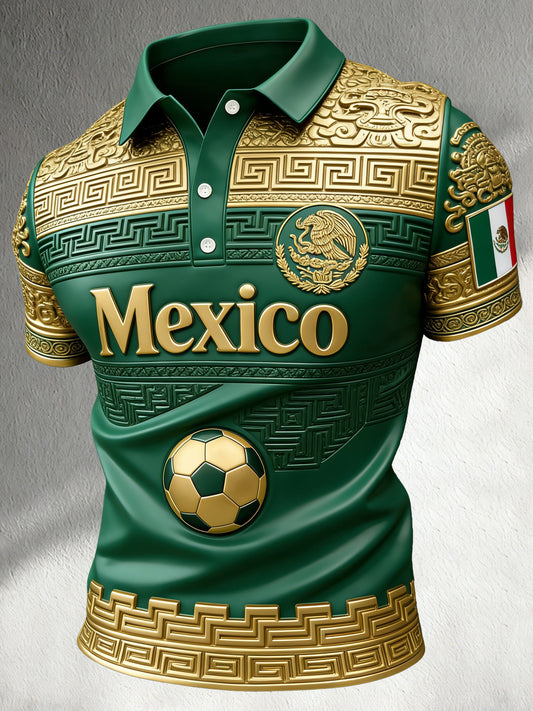 El fútbol mexicano de los hombres que anima realzó el polo texturizado de la impresión del arte