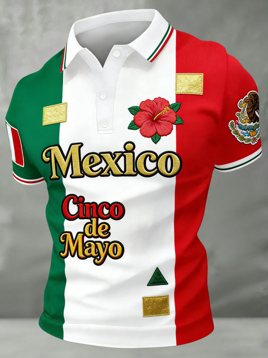 Polo estampado conmemorativo del Festival del 5 de mayo para hombre