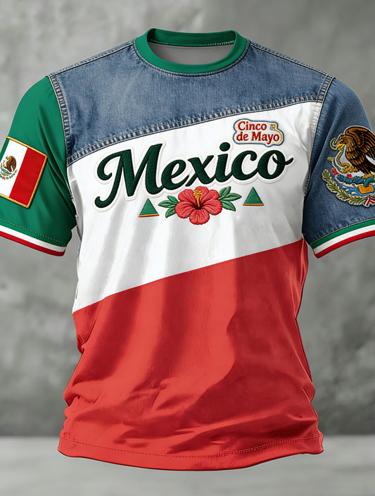Camiseta masculina con estampado conmemorativo del Festival Mexicano del 5 de Mayo