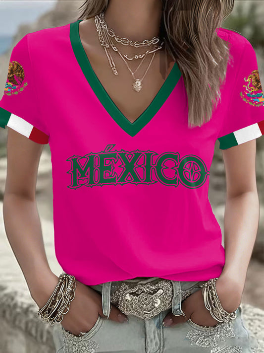 Camiseta estampada para mujeres, amantes del fútbol mexicano
