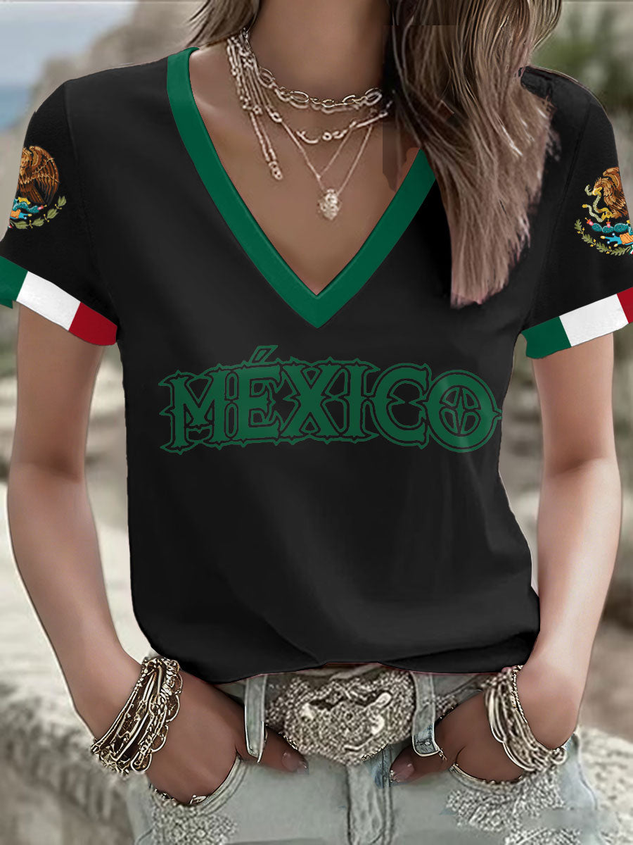 Camiseta estampada para mujeres, amantes del fútbol mexicano
