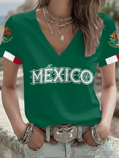 Camiseta estampada para mujeres, amantes del fútbol mexicano