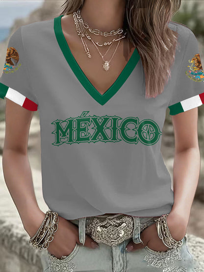 Camiseta estampada para mujeres, amantes del fútbol mexicano