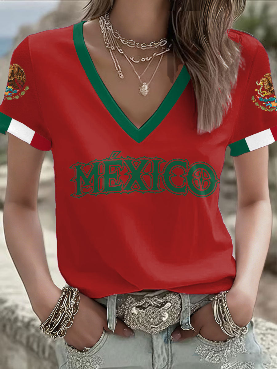 Camiseta estampada para mujeres, amantes del fútbol mexicano