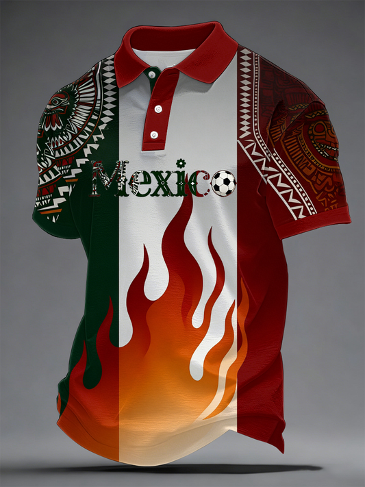 Polo estampado para hombre, amante del béisbol mexicano