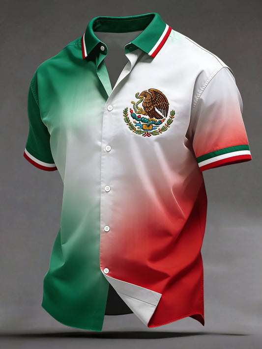 Camisa informal mexicana retro del gradiente del Cinco de Mayo