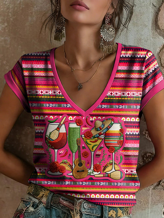 Camiseta estampada para mujer con diseño mexicano del Cinco de Mayo