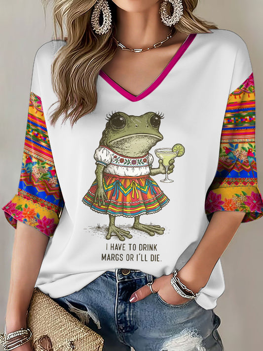 Tops casuales estampados México Art Cinco De Mayo para mujer