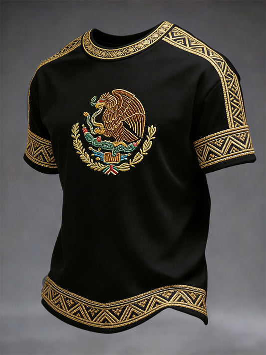 Camiseta ocasional geométrica étnica mexicana retra del Cinco de Mayo