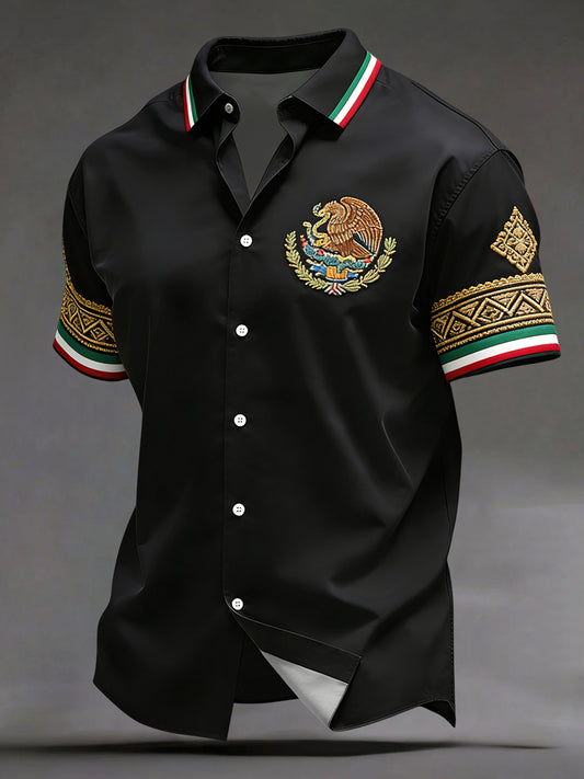 Camisa casual étnica mexicana del Cinco de Mayo del vintage