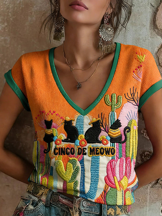 Camiseta estampada para mujer con diseño mexicano del Cinco de Mayo