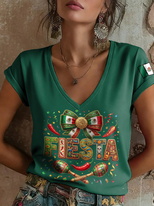 Camiseta estampada para mujer con diseño mexicano del Cinco de Mayo