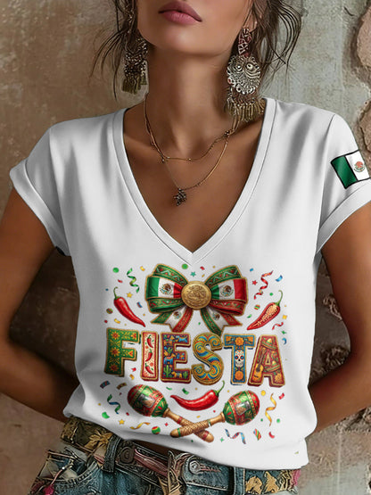 Camiseta estampada para mujer con diseño mexicano del Cinco de Mayo