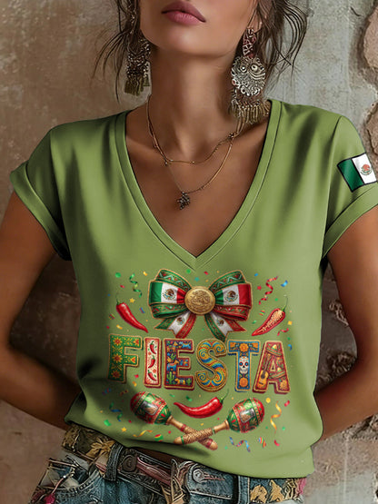 Camiseta estampada para mujer con diseño mexicano del Cinco de Mayo