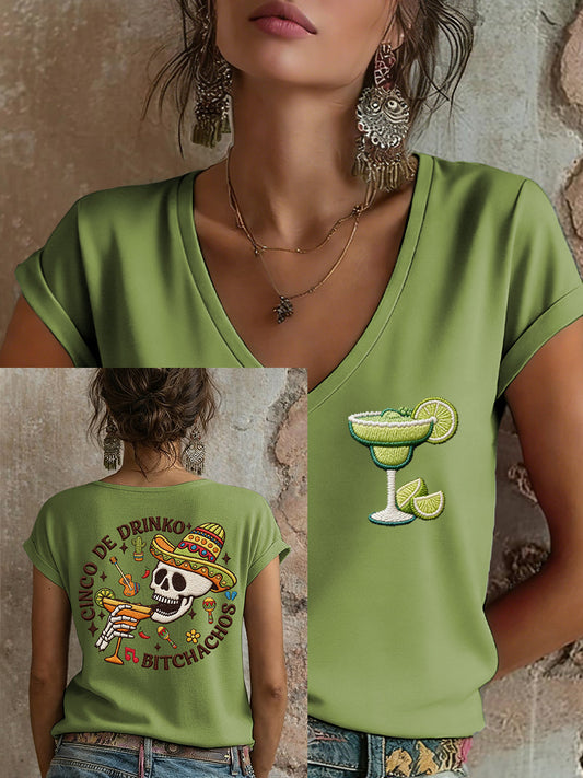Camiseta estampada para mujer con diseño mexicano del Cinco de Mayo