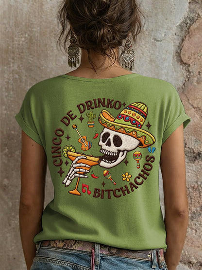 Camiseta estampada para mujer con diseño mexicano del Cinco de Mayo
