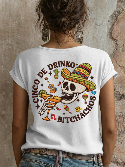Camiseta estampada para mujer con diseño mexicano del Cinco de Mayo