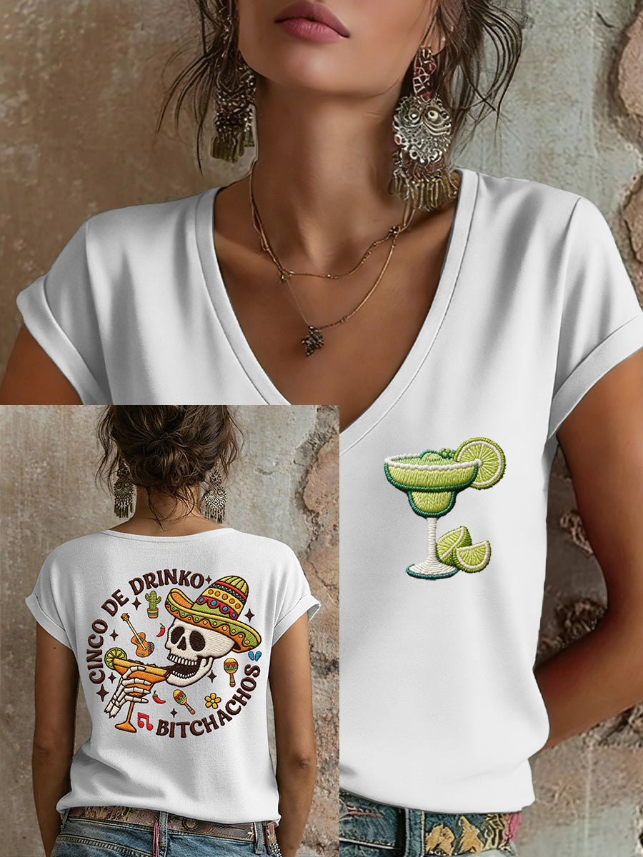 Camiseta estampada para mujer con diseño mexicano del Cinco de Mayo