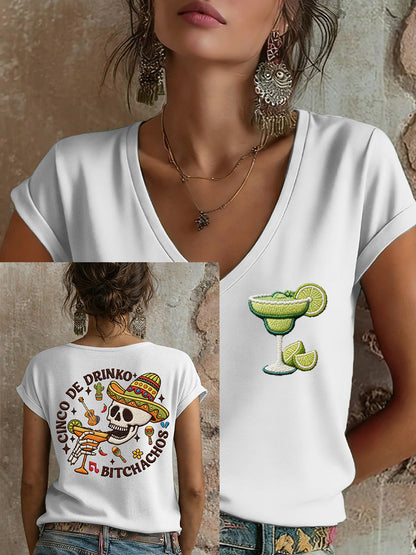 Camiseta estampada para mujer con diseño mexicano del Cinco de Mayo