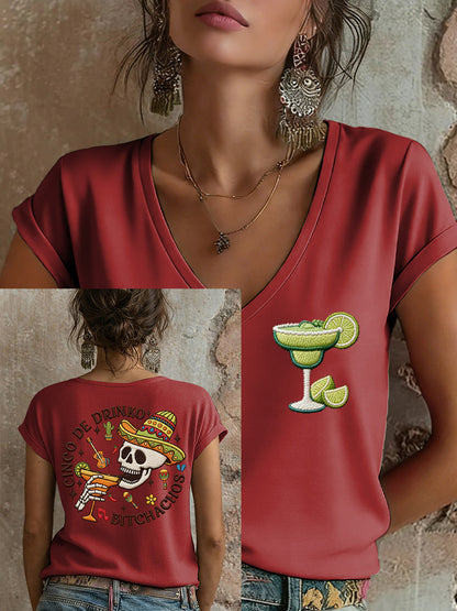 Camiseta estampada para mujer con diseño mexicano del Cinco de Mayo