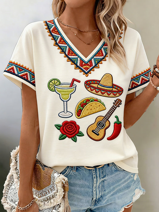 Camiseta mexicana de arte para mujeres del Cinco de Mayo
