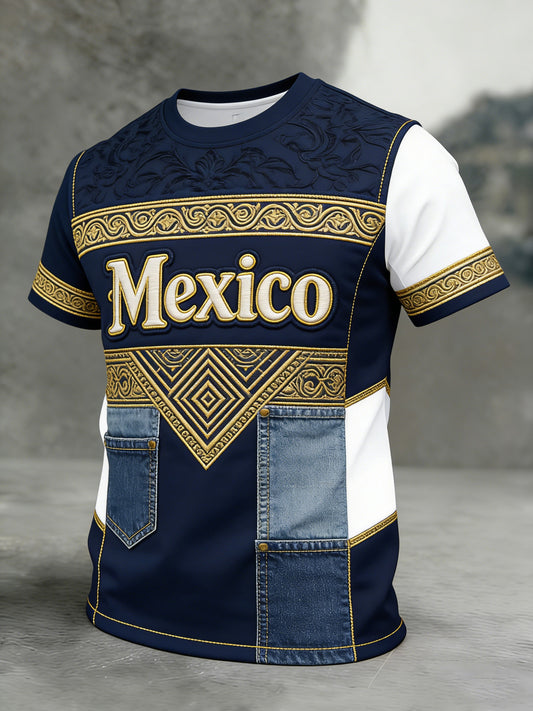 Camiseta para aficionados al fútbol de México para hombre con estampado artístico