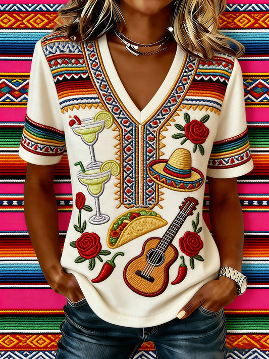 Camiseta mexicana de arte para mujeres del Cinco de Mayo