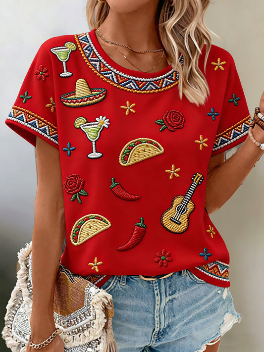 Camiseta mexicana de arte para mujeres del Cinco de Mayo