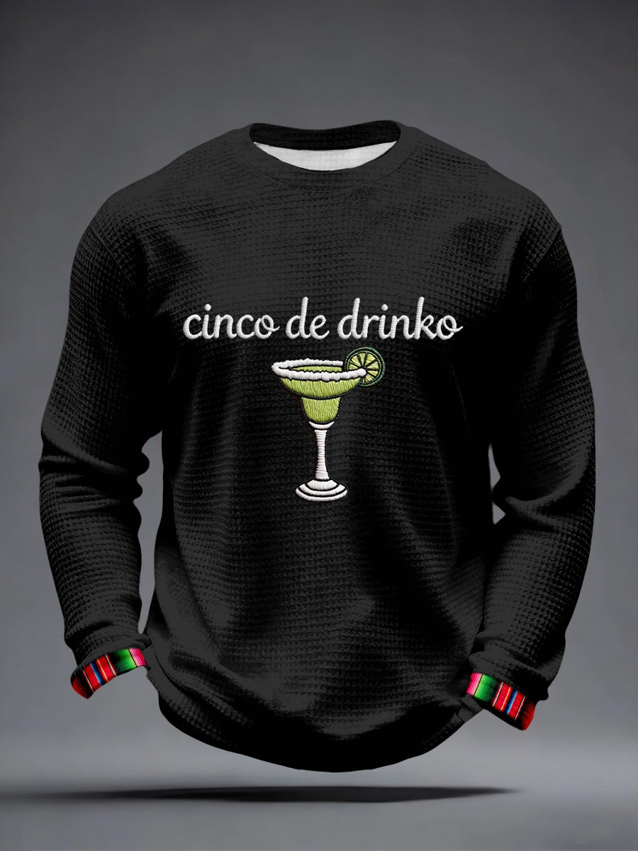 Camiseta de la galleta del patrón del bordado de Cinco de Drinko de los hombres