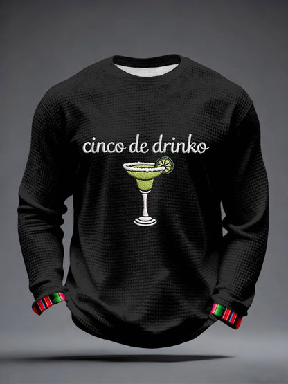 Camiseta de la galleta del patrón del bordado de Cinco de Drinko de los hombres