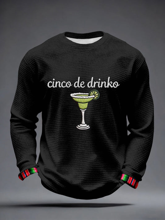 Camiseta de la galleta del patrón del bordado de Cinco de Drinko de los hombres