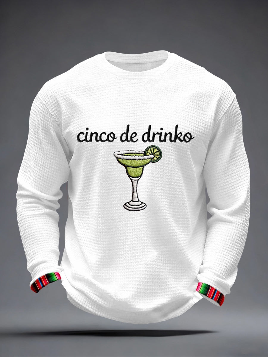 Camiseta de la galleta del patrón del bordado de Cinco de Drinko de los hombres