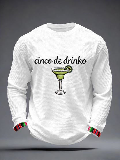 Camiseta de la galleta del patrón del bordado de Cinco de Drinko de los hombres