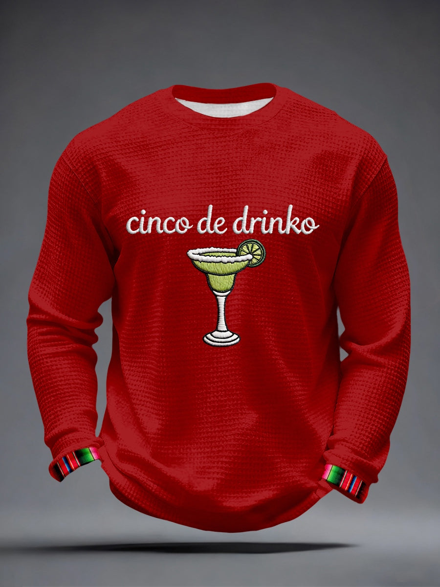Camiseta de la galleta del patrón del bordado de Cinco de Drinko de los hombres