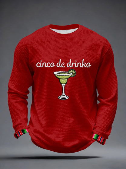 Camiseta de la galleta del patrón del bordado de Cinco de Drinko de los hombres
