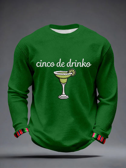 Camiseta de la galleta del patrón del bordado de Cinco de Drinko de los hombres