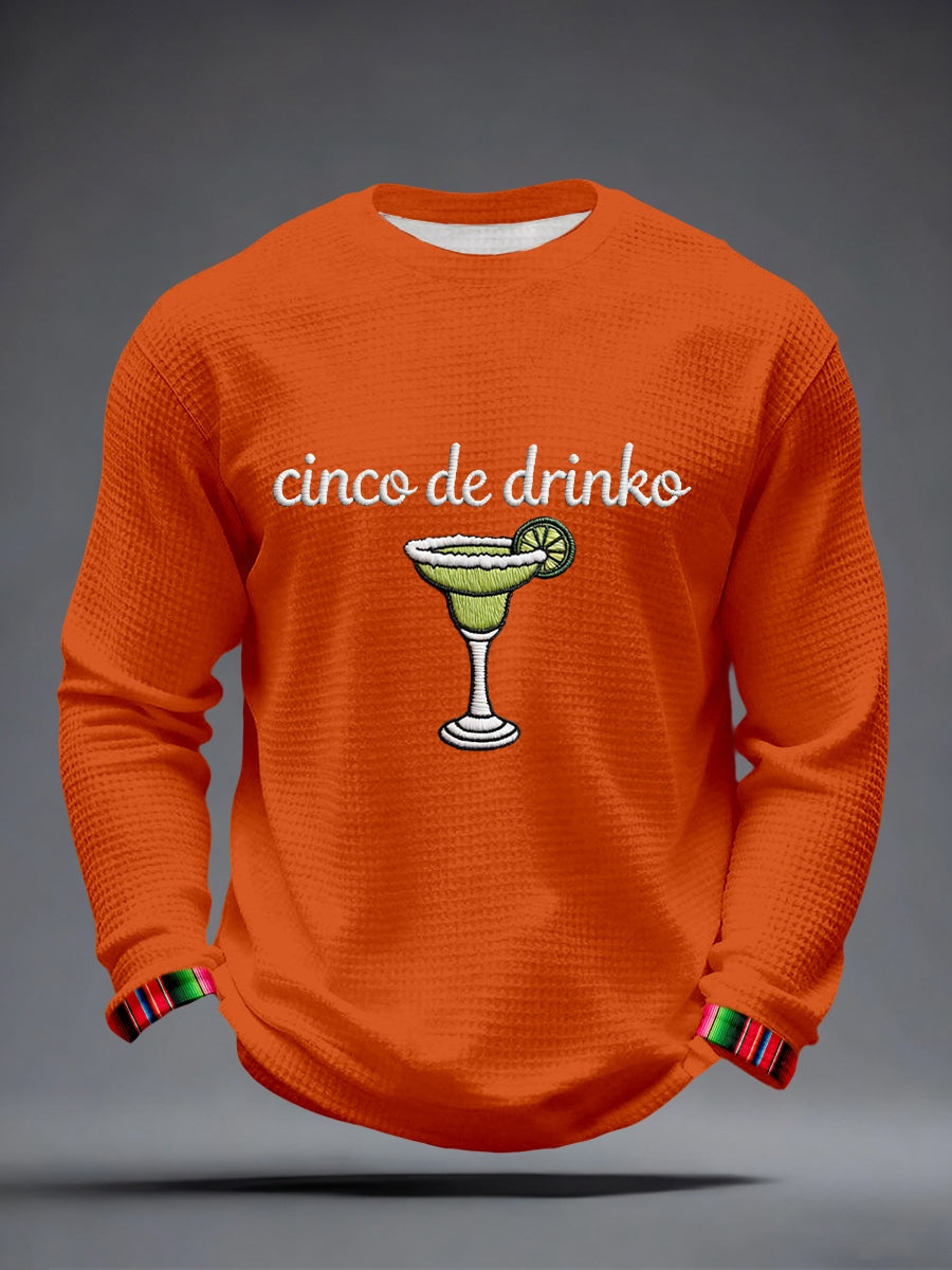 Camiseta de la galleta del patrón del bordado de Cinco de Drinko de los hombres