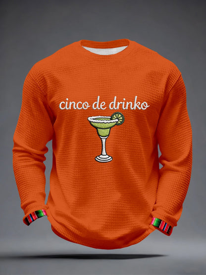 Camiseta de la galleta del patrón del bordado de Cinco de Drinko de los hombres