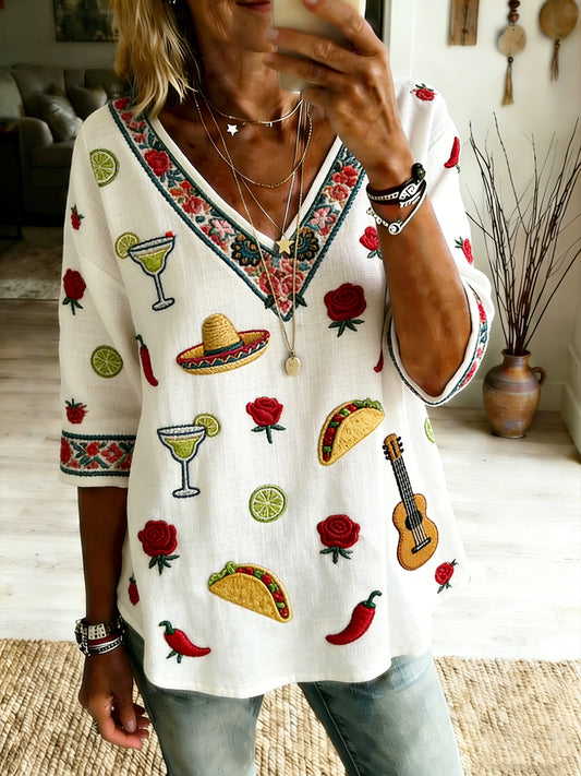 Camiseta mexicana de arte para mujeres del Cinco de Mayo