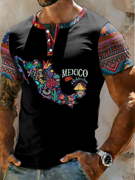 Camiseta estampada de manga corta Cinco de Mayo para hombre