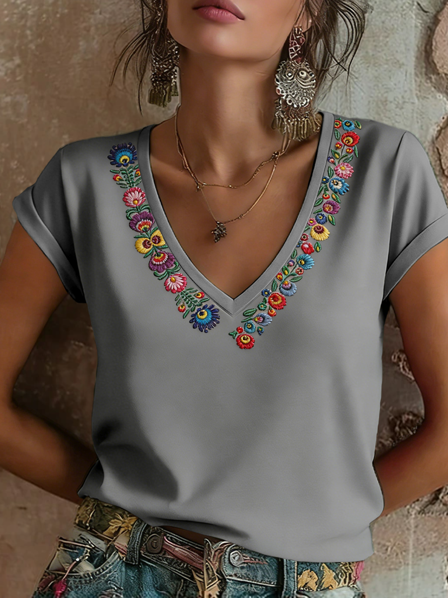 Camiseta de manga corta estampada Cinco de Mayo para mujer