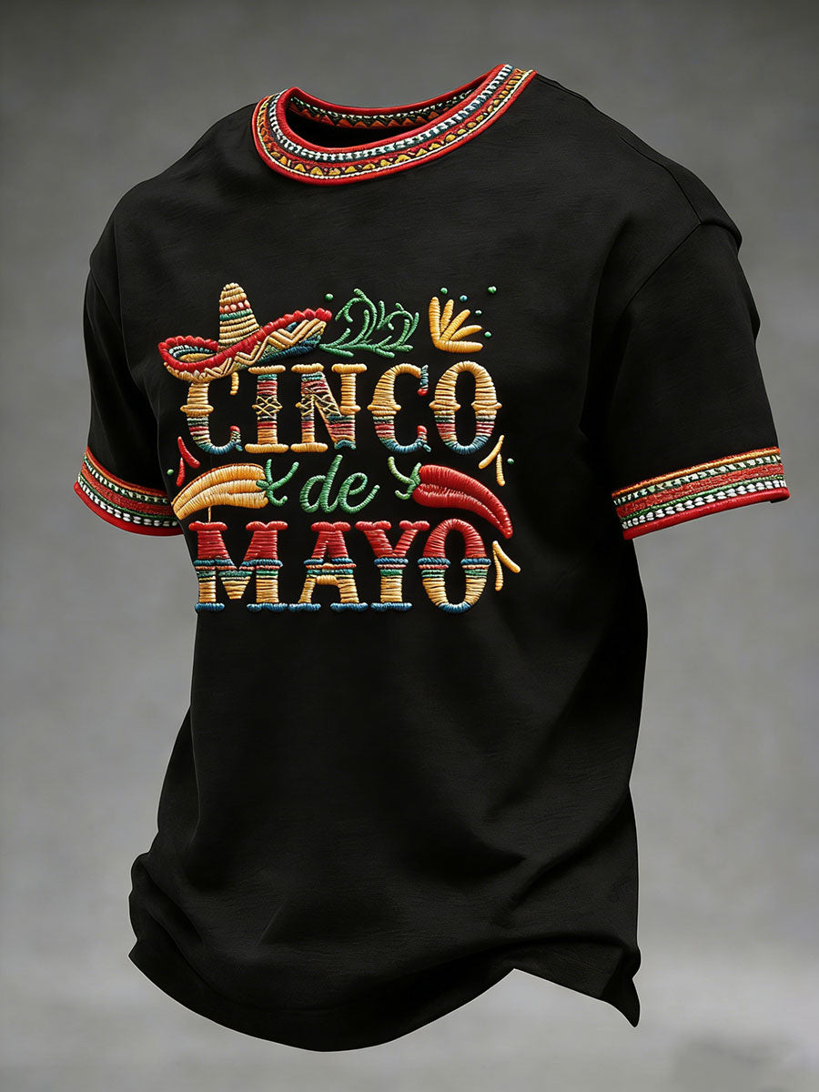 Camiseta casual estampada Cinco de Mayo para hombre