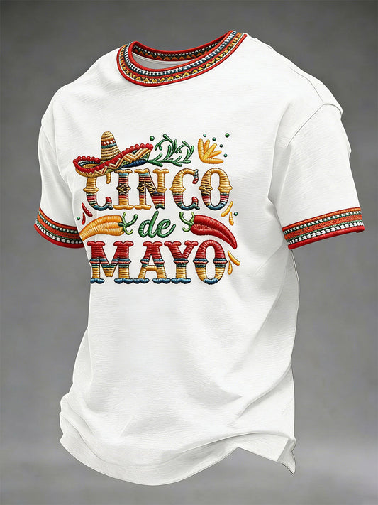 Camiseta casual estampada Cinco de Mayo para hombre