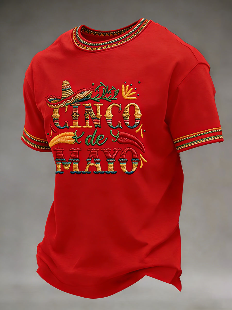 Camiseta casual estampada Cinco de Mayo para hombre
