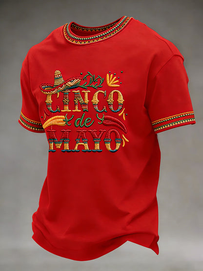Camiseta casual estampada Cinco de Mayo para hombre