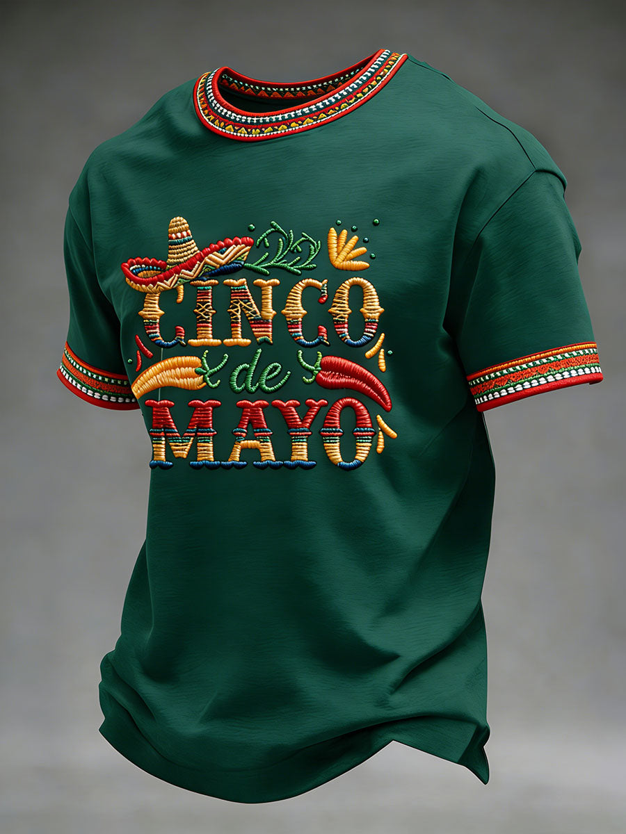 Camiseta casual estampada Cinco de Mayo para hombre