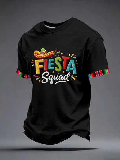 Camiseta inspirada del patrón del bordado del Cinco de Mayo de los hombres
