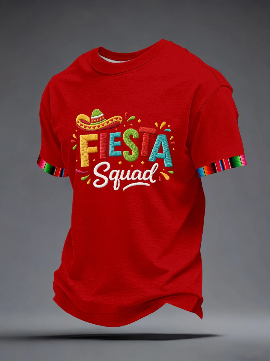 Camiseta inspirada del patrón del bordado del Cinco de Mayo de los hombres